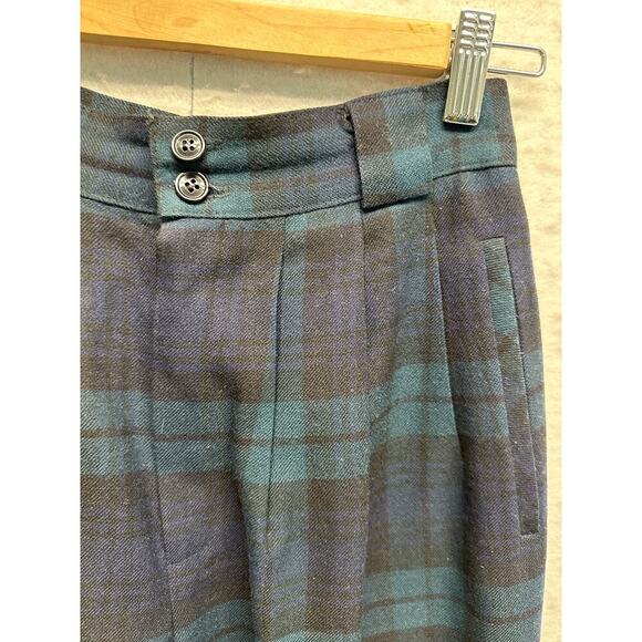 Vintage Giorgio Saint Angelo Pants Womens 6 Blue 100% Wool Pleats Trouser Tartan - Picture 4 of 9